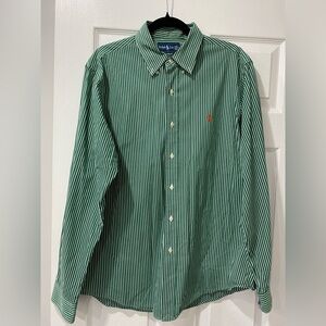 NOT FOR SALE! 
Ralph Lauren Men's Green and White Striped Shirt